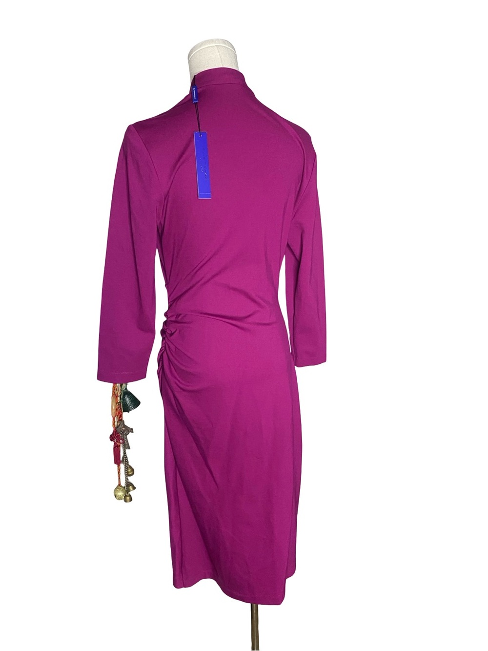 NWT Elie Tahari Ruched Wrap Dress Boysenberry Magenta Size 8 - Picture 7 of 10